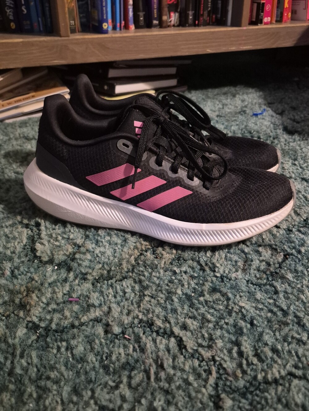 Adidas Cloudfoam Lace Up Sneakers Black Pink Women's Size 9 - Picture 4 of 10